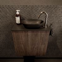 Mondiaz Fowy toiletmeubel 50cm dark brown met blad en waskom urban rechts 1 kraangat