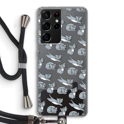 Poezen: Samsung Galaxy S21 Ultra Transparant Hoesje met koord