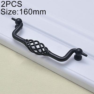 2 stuks 6100-160 klassieke Birdcage vorm ijzeren kast garderobe lade deurklink gat afstand: 160mm (mat zwart)