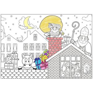 12x Papieren Sinterklaas kleurplaat placemats