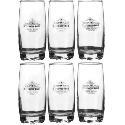 Urban Living longdrinkglazen Comptoir - gedecoreerd glas - 6x stuks - 390 ml
