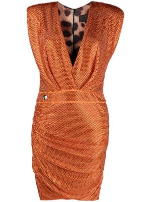 Philipp Plein robe ajustée à design strassé - Orange