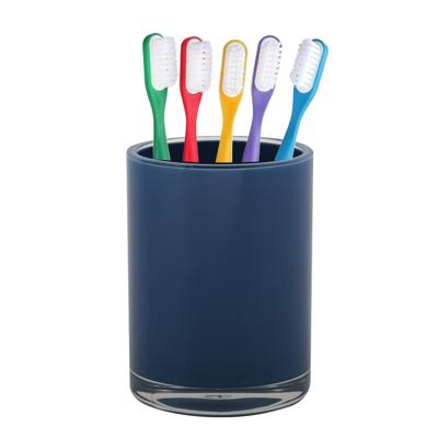 Home & Styling badkamer bekers - tandenborstelhouder - Troyes - kunststof - blauw - 7 x 9 cm