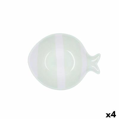 Kom Quid Kaleido Groen Keramisch Vis 15 x 13 x 4 cm (4 Stuks)