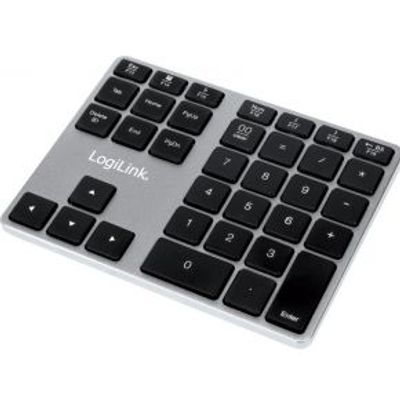LogiLink ID0187 numeriek toetsenbord Universeel Bluetooth Aluminium, Zwart
