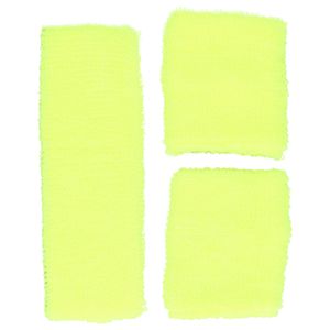 Guirca verkleed accessoire zweetbandjes set - neon geel - jaren 80/90 thema feestje   -