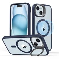 iPhone 15 Plus Classic Hybrid Case with Stash Stand (HaloLock) Clear Dark Blue