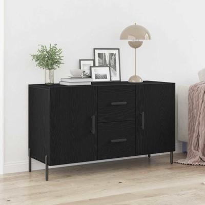 Dressoir met lade Zwart eiken 100 x 36 x 60 cm Bewerkt hout