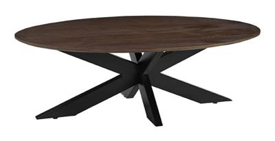 LABEL51 Ovale Salontafel 'James' Mangohout, 130 x 70cm, kleur Espresso
