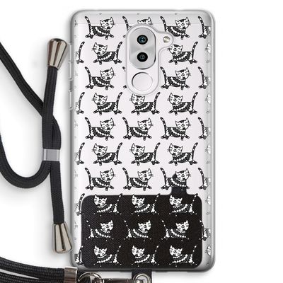 Zwarte poes: Honor 6X Transparant Hoesje met koord
