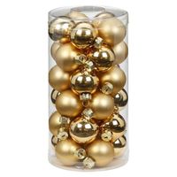30x stuks kleine glazen kerstballen goud mix 4 cm - Kerstbal - thumbnail