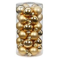 60x stuks kleine glazen kerstballen goud mix 4 cm - Kerstbal