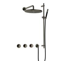 Hotbath Cobber - CB7067 - Inbouw Regendoucheset - Verouderd Ijzer - 2 Stopkranen - Thermostatisch - Wandarm 40 cm - Hoofddouche 300 mm - Staafhanddouche - Glijstang 900 mm - met M106 - Waterbesparend