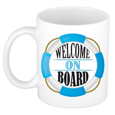Cadeau koffie/thee mok voor nieuwe collega - welkom - blauw - 300 ml Cadeau koffie/thee mok voor nieuwe collega - welkom - blauw - 300 ml