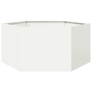 VidaXL Plantenbak zeshoek 104x90x45 cm staal wit