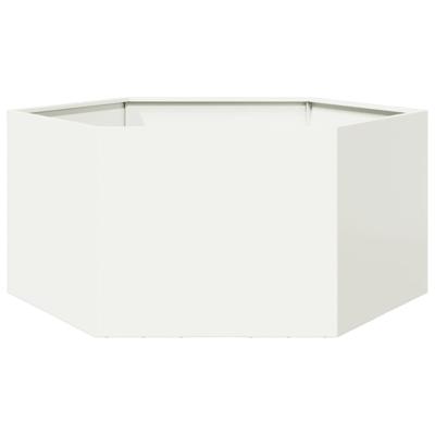 VidaXL Plantenbak zeshoek 104x90x45 cm staal wit