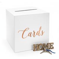 Housewarming enveloppendoos wit/rosegoud Cards 24 cm