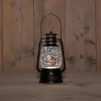 Anna&apos;s Collection LED glitterwater gaslantaarn kerstman Ø 12 x 20,5cm, warm wit
