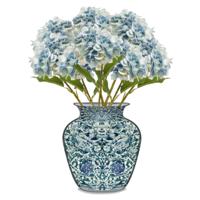 Kunstbloem Hortensia tak - 8x - 52 cm - licht blauw - Real Touch - hydrangea - kunst zijdebloemen