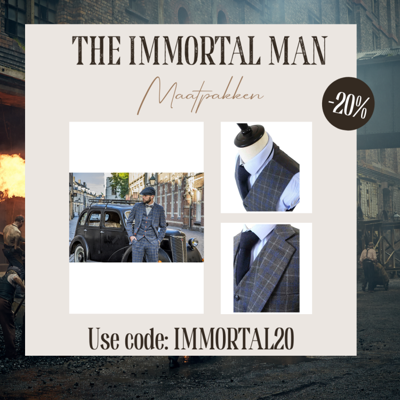 Maatpak Voor Heren | 3-delig Pak | Grijs/blauw Overcheck Twill | Johnny Dogs | Peaky Blinders | Peaky Blinders