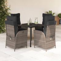 5-delige Tuinset met kussens poly rattan grijs