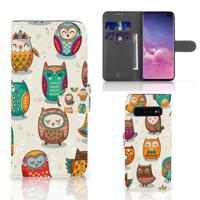 Samsung Galaxy S10 Plus | Telefoonhoesje | Met pasjeshouder | Vrolijke Uilen