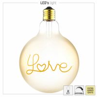 Heldere globe LED lamp 4.5W 250 lumen E27 1800K kaarslicht dimbaar tekst love