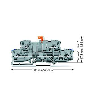 WAGO 2002-2972 Scheidingsklem 2-etages 5.20 mm Spanveer Toewijzing: N, L Grijs 50 stuk(s)