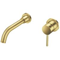 Wastafelkraan - Leoni - Inbouw - met Inbouwdeel - Waterbesparend - Geborsteld Goud - PVD Coating