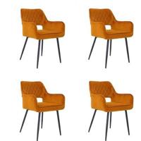 Bronx71 Velvet eetkamerstoel Mika okergeel - Eetkamerstoelen set van 4