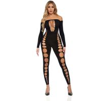 Bodystocking Pink Lipstick Zwart (Één maat)