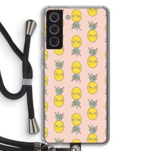 Ananas: Samsung Galaxy S21 FE Transparant Hoesje met koord