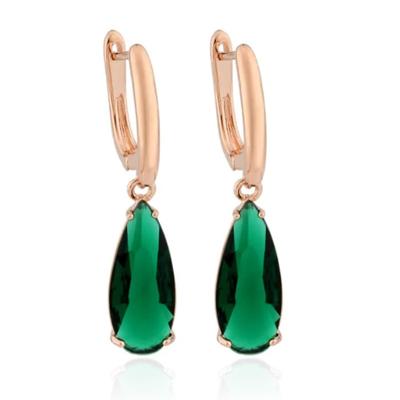 Deja Jewels Oorbellen met Hangers - Dames, Rosegoudkleurige Afwerking, Groene Waterdrop Glassteen
