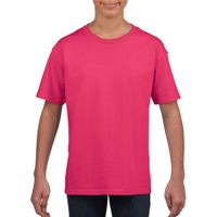 Roze basic t-shirt met ronde hals voor kinderen / unisex van katoen XL (164-176)  -