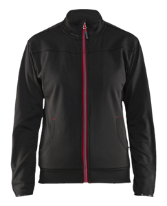 Blåkläder Dames service Sweatshirt met rits 33942526 | Zwart/Rood | Maat XXL - 7330509648186