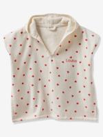 Gepersonaliseerde babyponcho van gerecycled katoen MON CÂ¼UR roze, bedrukt