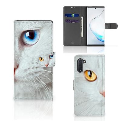 Samsung Galaxy Note 10 | Telefoonhoesje | Met pasjeshouder | Witte Kat