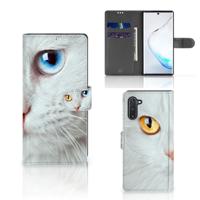 Samsung Galaxy Note 10 | Telefoonhoesje | Met pasjeshouder | Witte Kat