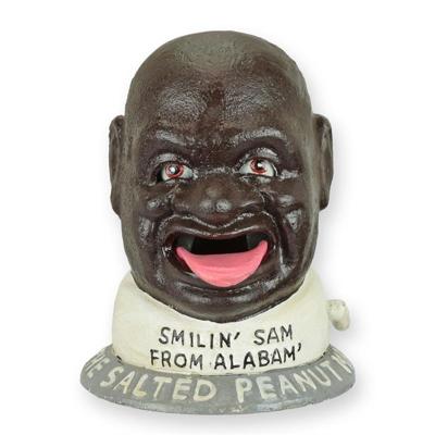 A CAST IRON SMILIN' SAM MECHANICAL BANK