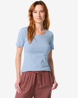 HEMA Dames T-shirt Basic O-neck Blauw (blauw)