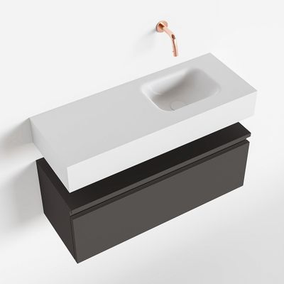 Toiletmeubel Mondiaz Andor | 80 cm | Meubelkleur Dark grey | Lex vrijhangend wastafel Talc Rechts | Zonder kraangat
