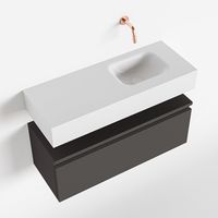 Toiletmeubel Mondiaz Andor | 80 cm | Meubelkleur Dark grey | Lex vrijhangend wastafel Talc Rechts | Zonder kraangat