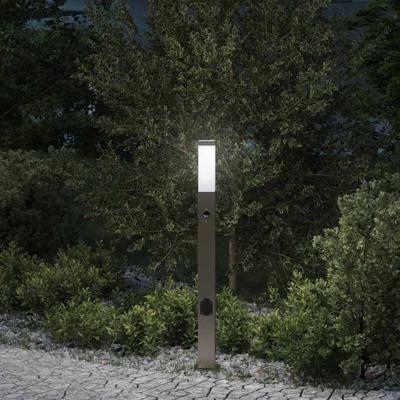 Bolderarmatuur met sensor en stopcontact 80 cm roestvrij staal IP44