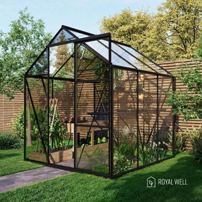 Royal Well Kate 1 tuinkas met veiligheidsglas en fundering - zwart Royal Well Kate 1 tuinkas met veiligheidsglas en fundering - zwart