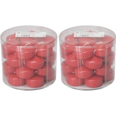 Enlightening Candles Drijfkaarsen - 56x stuks - rood - ca 4 branduren - dia 5 cm - sfeerkaarsen
