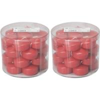 Enlightening Candles Drijfkaarsen - 56x stuks - rood - ca 4 branduren - dia 5 cm - sfeerkaarsen