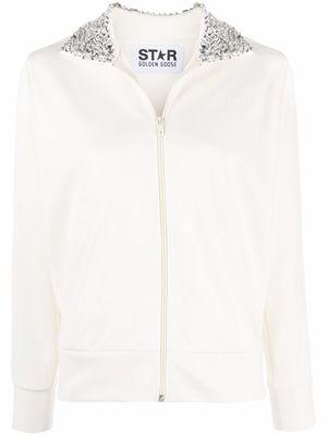 Golden Goose veste zippée à col orné de cristal - Blanc