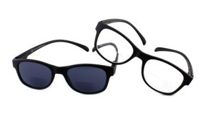 Set lees- en zonneleesbril bifocaal Klammeraffe zwart +2.50