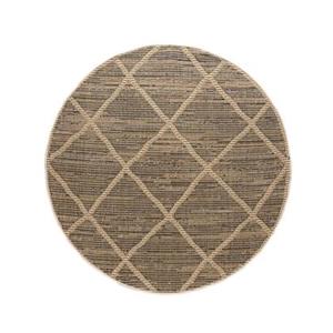 Boho&me Rond jute buitenkleed ruiten Sunny - naturel - 100 cm rond