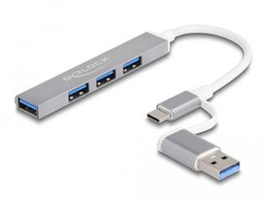 DeLOCK 64214 interface hub USB 3.2 Gen 1 (3.1 Gen 1) Type-A + Type-C 5000 Mbit/s Zilver